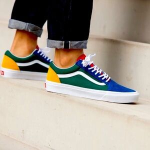 Vans Old Skool Skate Shoe Blue/Green-Yellow Size US M 7.5💥NWOT💥